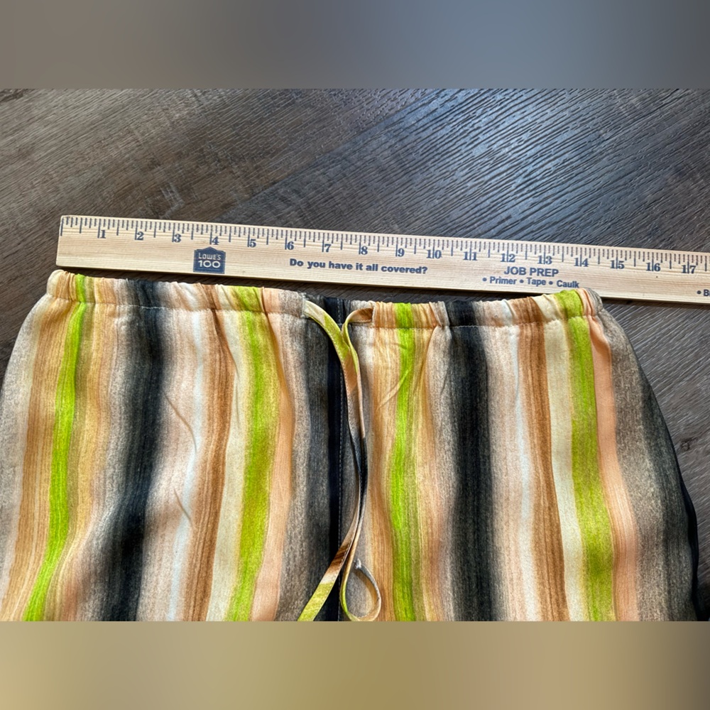 Topshop ASOS Satin Tie-Waist Wide Leg Peachy Striped Pants Size 8-10 - Picture 10 of 14